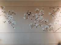 Fleur de magnolia peinte à la main Zhenling vers le bas du papier peint design de plafond pour la décoration murale intérieure de la maison