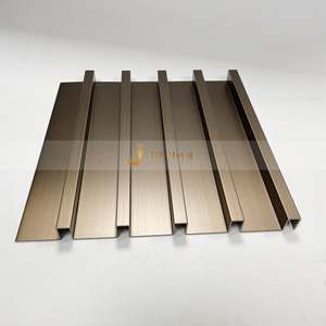 LL263 Panneau mural décoratif rainuré en acier inoxydable PVD Bronze finition brossée, persiennes métalliques, panneaux rainurés d'intérieur, support personnalisé - Product Image 1