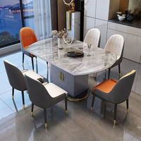 Table de salle à manger compacte pliable télescopique en pierre frittée, style nordique moderne, pour hôtel, assemblée en usine