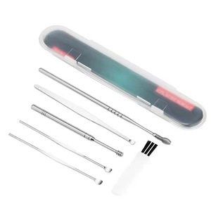 Kit de Limpieza de Oídos de Acero Inoxidable, Herramienta para Extraer Cera y Comedones, con Cepillo de Limpieza, 5, 6, 7 u 8 Piezas - Product Image 1