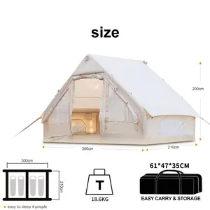 Tenda tiup udara luar ruangan tahan air 4 musim, tenda Kemah 6 orang mendaki lapisan ganda dibuat dari kain poliester Oxford otomatis