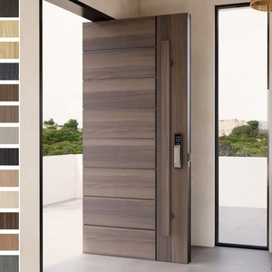 Porte d'entrée en bois massif de fabrication chinoise de premier plan, design moderne, luxe, villa, appartement, salon, extérieur, antivol, pivotante - Product Image 3