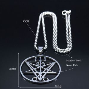 Estilo europeo y americano nuevo Lucifer hombres colgante de acero inoxidable moda temperamento collar joyería - Product Image 4