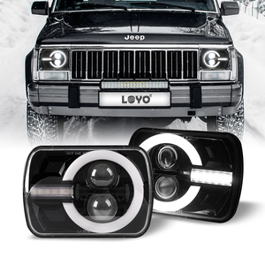 Lampu depan mobil LED Hi <span class=keywords><strong>Lo</strong></span> 120W, lampu depan 7x6 5X7 inci Faros LED secuenical persegi Off Road dengan panah mata malaikat DRL untuk Jeep - Product Image 1