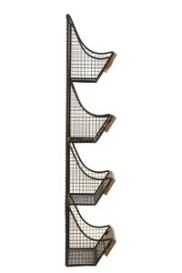 Estante de pared de hierro/madera con cuatro bloques, revistero de metal/madera de mango con acabado natural, precio al por mayor - Product Image 4