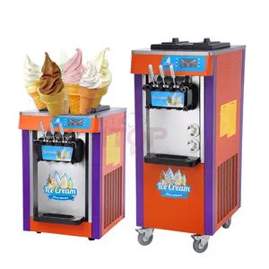 Máquina de rolo de sorvetes 3 sabor macio servir