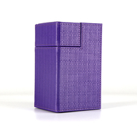 Boîte à cartes de jeu en cuir PU premium à deux étages avec tiroir rabattable, vente en gros