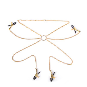 Pinza para pezones de cuatro cabezas con cadena, pinza vaginal, pinza para senos, juguete sexual para adultos, color oro y plata - Product Image 5