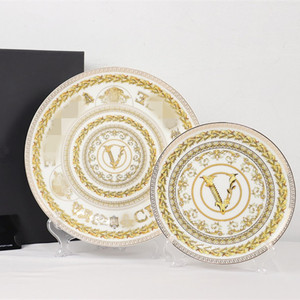 High Bone China Plate Creative V-shaped Pattern <b>Dinnerware</b> Hotel Western Steak Plate Household Salad Plate - Product Image 2
