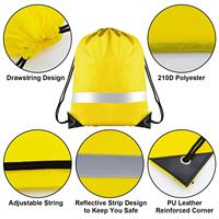 Sac à cordon personnalisé en polyester imperméable avec bande réfléchissante, sac à dos de sport à cordon, sac de sport pour marathon et salle de sport