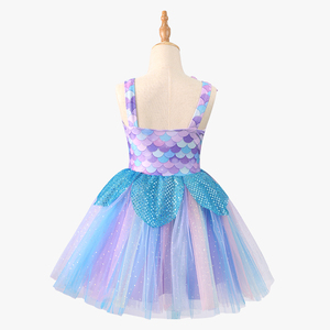 Vestido de Princesa Infantil de Fábrica China, Vestido de Princesa Sirena Azul para Niña - Product Image 3