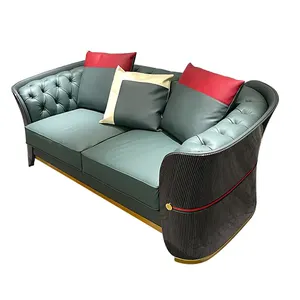 Prezzo all'ingrosso a buon mercato blu in pelle personalizzato divano di lusso moderno divano personalizzato con superficie di impiallacciatura coperta