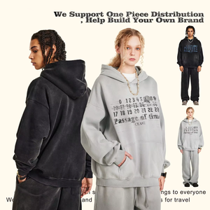 Sweat à capuche rétro délavé à l'acide pour hommes haut de gamme 100% coton Super décontracté <span class=keywords><strong>David</strong></span> vêtements pour l'hiver motif solide col à capuche - Product Image 3