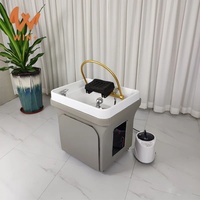 Fauteuil de Lavage Portable pour Salon de Coiffure Rétrolaveuse, Équipement de Spa Capillaire Japonais Raccordé avec Bac à Shampoing