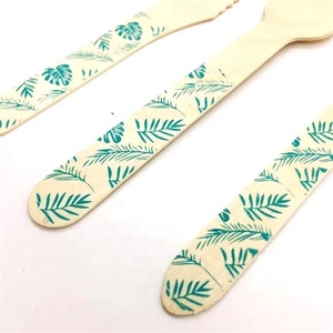 Posate in legno biodegradabile Eco Friendly logo personalizzato monouso all'ingrosso - Product Image 3