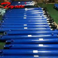 Cilindro hidráulico de doble efecto con brida frontal cuadrada y varilla delgada, azul brillante, para expulsor de molde de inyección