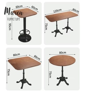 Juego de Mesa y Sillas de Comedor Estilo Francés Vintage Retro, Madera Sólida, para Cafetería, Bar, Terraza o Restaurante - Product Image 6