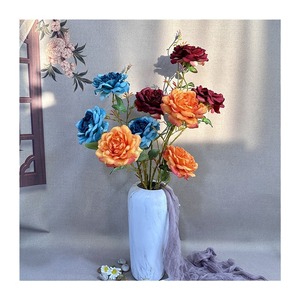Flores Queyiyi, Rosa Inglesa de 3 Cabezas, Flor Artificial de Seda, Decoración para el Hogar, Accesorios para Bodas - Product Image 5