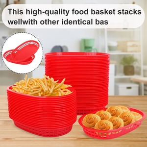 Oval Plastic Food Basket Red <b>Stackable</b> Kitchen <b>Storage</b> <b>Container</b> for Fried Chicken and French Fries - Product Image 5