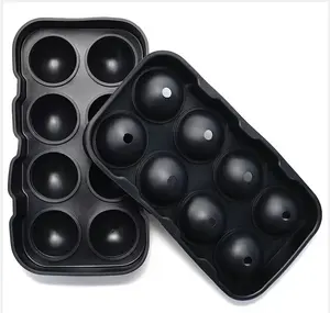 BPA Free Silicone Ice Cube Bandeja com LID, Whisky Ice Ball Maker, Fácil uso 8 Round Ice Ball Spheres Mold Non-Toxic