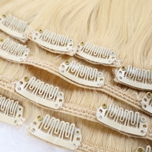 <span class=keywords><strong>Extensiones</strong></span> de Cabello Humano con Clip, Color Rubio Platino, Lisas, Suaves, con Puntas Gruesas, Juego Completo - Product Image 4