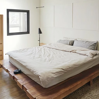 Cama de Plataforma Baja de Madera, Tamaño King, Multiusos, Estilo Japonés, Tatami, Madera de Pino Sólida, Moderna, Estilo Nórdico
