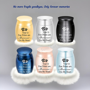 Two Paw Modern Mini Metal Evcil Hayvan Kremasyon Urn'u Küçük Köpek Kedi Külleri İçin Çağdaş Desenli Tabutlar - Product Image 3