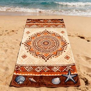 Serviette de plage en coton éponge 100% premium, haute absorption, imprimée, douce, agréable pour la peau, durable, en tissu pelucheux, pour le bain, le spa, la piscine - Product Image 2