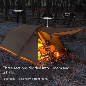 Tente tunnel TANXIANZHE 2025 Nouvelle tente de camping en plein air Anti-tempête Une chambre à coucher Deux salons Tente <span class=keywords><strong>tout</strong></span> compris - Product Image 5