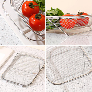 Panier d'évier de cuisine rétractable en acier inoxydable 29-40CM, moderne, minimaliste, multifonctionnel pour le lavage des légumes et des vaisselles - Product Image 4