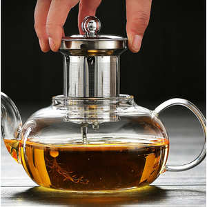 Théière en verre sûre pour cuisinière à gaz avec couvercle en acier inoxydable et filtre théière en verre à haute teneur en borosilicate résistant à la chaleur - Product Image 5