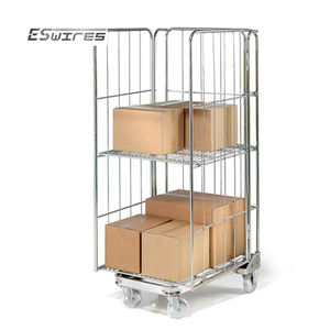 明るい亜鉛鋼物流亜鉛メッキモバイル3面輸送倉庫折りたたみローリングトロリー - Product Image 3