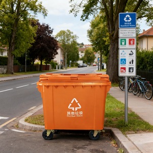 Oem công suất lớn 660L thân thiện với môi sử dụng ngoài trời di động rác bin với nắp cấu trúc cho tái chế - Product Image 2