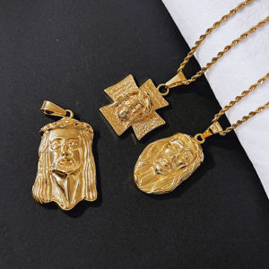 宗教祈祷手吊坠大卫之星男女项链金色不锈钢饰品经典犹太艾塞尔项链 - Product Image 2