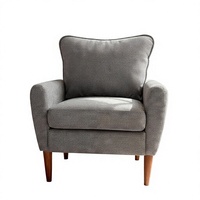 Fauteuil d'appoint OLIXIS confortable de style moderne du milieu du siècle, avec dossier rembourré, pieds en métal, structure en bois massif, assise large, gris, pour salon ou salle d'attente