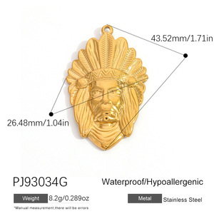 Pendentif en acier inoxydable plaqué or PVD, motifs cœur, étoile, soleil, pistolet, chien, résistant au ternissement et à l'eau - Product Image 4