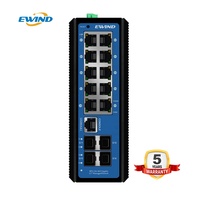 Switch de Red Industrial Gigabit de 14 Puertos 10/100/1000mbps, Montaje en Riel DIN, Entrada Dual DC, Switch No Administrado para Cámaras IP