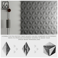 Panneau d'isolation acoustique en fibre de polyester haute densité KINGMAN, forme ondulée 3D, ignifuge, imperméable, écologique, extérieur moderne