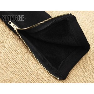 Women Fleece <b>Lined</b> Thick Leggings Plus Size Slim Fit Cropped Sporty Trendy Navy Blue Cotton Medium Thickness Breathable - Product Image 3