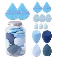 Vente chaude 14 pièces multi formes maquillage éponge boule et Triangle ensembles sans Latex poudre bouffée correcteur maquillage éponge ensemble avec boîte
