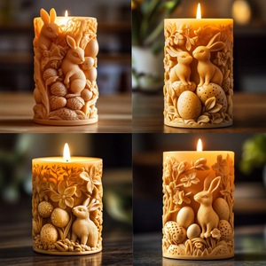 Customizable Easter Bunny <b>Candle</b> <b>Mold</b> For DIY <b>Candles</b> And Plaster Ornaments With Egg Design - Product Image 2