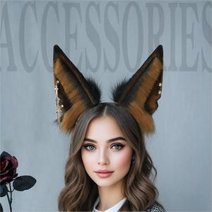 E0012 Realistic Wolf Ears Stirnband Jackal Haarband Zubehör für Halloween Kostüm Party Cosplay verwenden