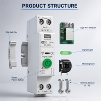 Disjoncteur miniature EPEPRO 63A WIFI sur rail DIN avec contrôle à distance, moniteur d'énergie et protection réglable contre les surtensions et les sous-tensions