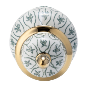 Vaso decorativo in ceramica con motivo a palme e bordo dorato per l'arredamento del soggiorno. - Product Image 6