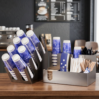Ensemble de supports de rangement pour accessoires de bar en acier inoxydable, certifié CE, design moderne, pour tasses jetables et pailles de café