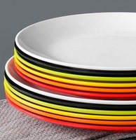 Assiettes rondes solides en mélamine pour Restaurant et cuisine, plats de dîner en plastique réutilisables