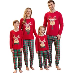 Conjunto de Pijamas Navideños Familiares a Juego con Estampado de Ciervos y Cuadros para Hombre, Mujer y Niño, Manga Larga, 2026 - Product Image 1