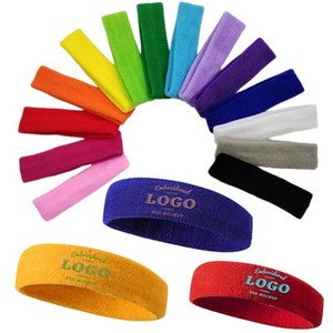 Bandeau de sport en coton personnalisé à bas prix avec logo, élastique, séchage rapide, impression en relief pour le basketball et l'athlétisme (vente en gros) - Product Image 1