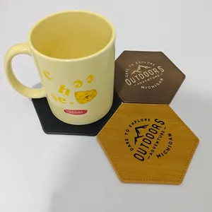 Posavasos de café de cuero laserable impermeable al por mayor, posavasos personalizado