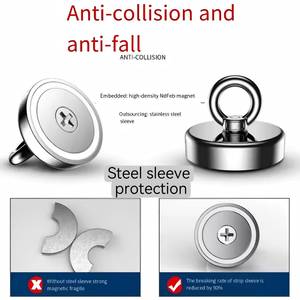 Imán potente, materiales magnéticos industriales permanentes, fuerza de tracción resistente, 80kg-200kg, cuerda de recuperación, cáncamo, imán de <span class=keywords><strong>pesca</strong></span> - Product Image 4